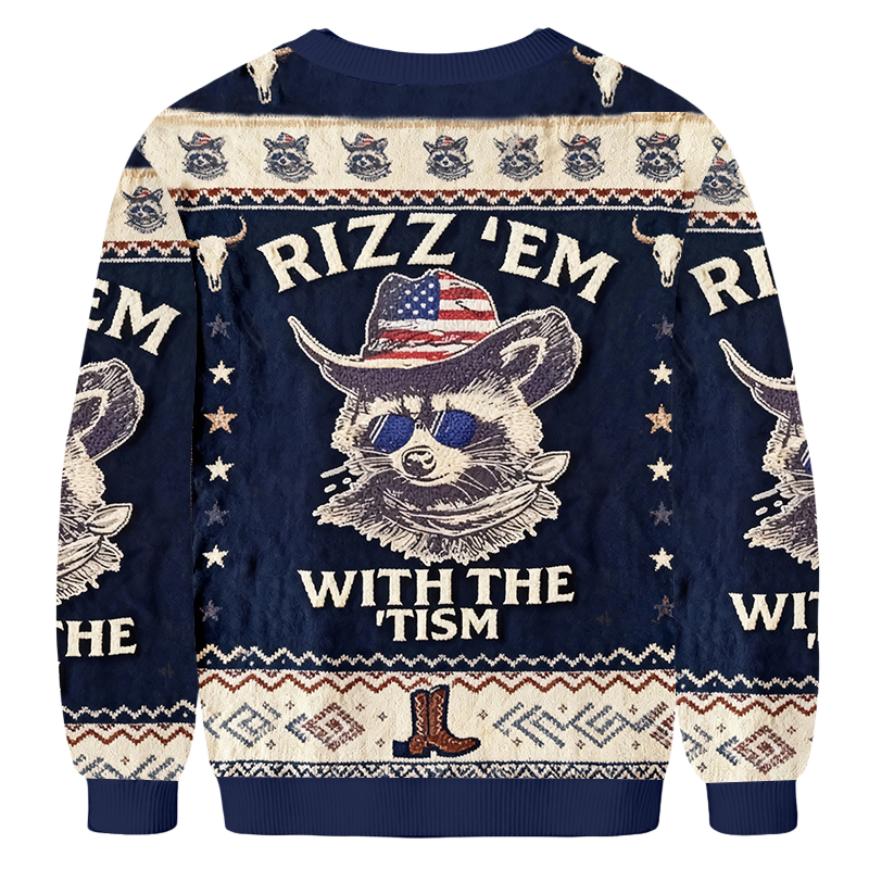 Baddiecat Raccoon Rizz Em With The Tism Ugly Sweatshirt