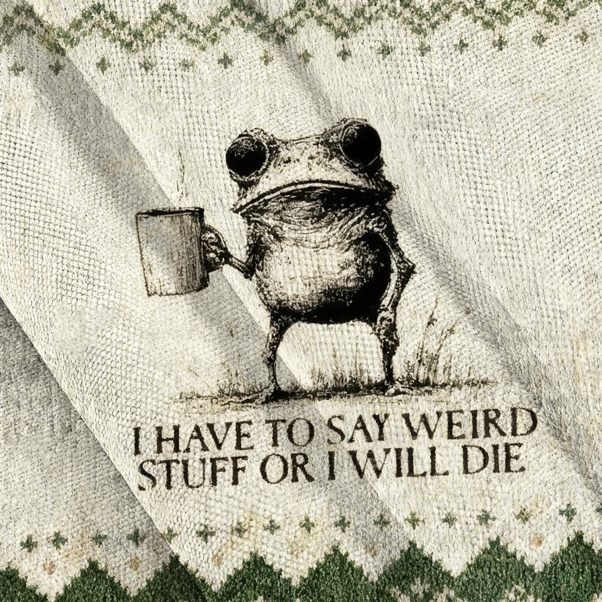 Baddiecat Frog I Have To Say Weird Stuff Or I'll Die Christmas Ugly Sweatshirt