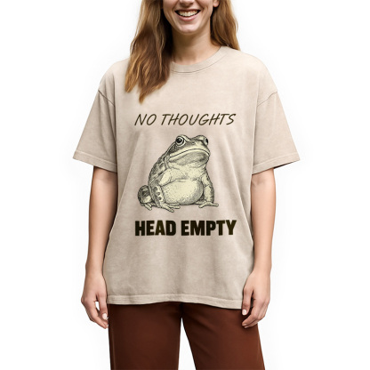 No Thoughts Frog Washed T-Shirt