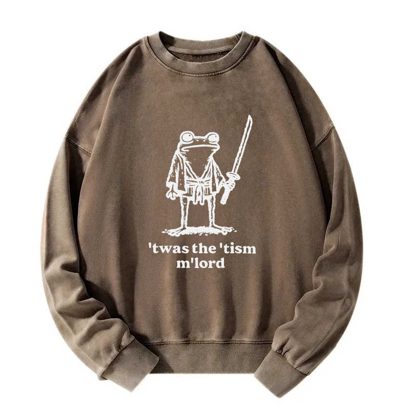 Focused Samurai Frog Washed Sweatshirt