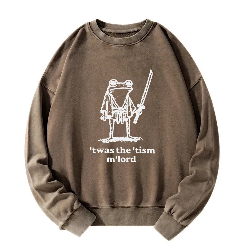 Focused Samurai Frog Washed Sweatshirt