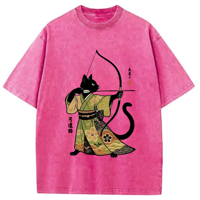 Japan Cat Archery Washed T-Shirt