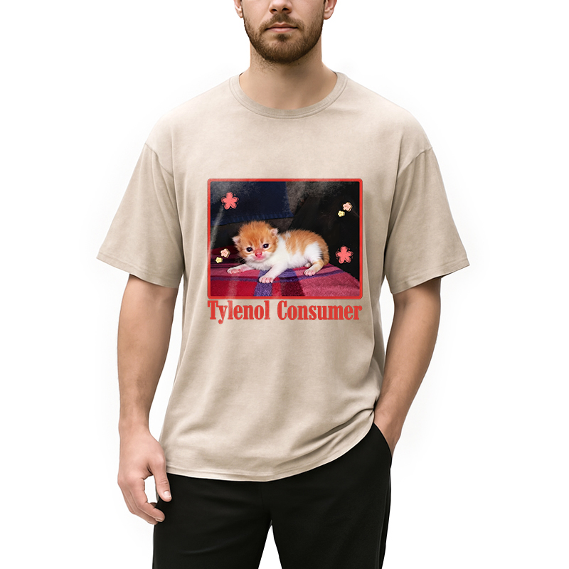 Tylenol Cat Meme Washed T-Shirt