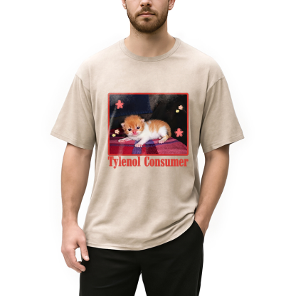 Tylenol Cat Meme Washed T-Shirt