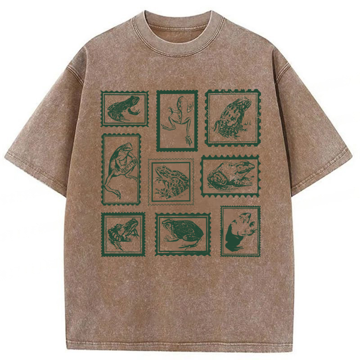 Tokyoviva Retro Frogs Stamp Washed T-shirt