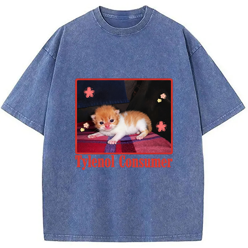 Tylenol Cat Meme Washed T-Shirt