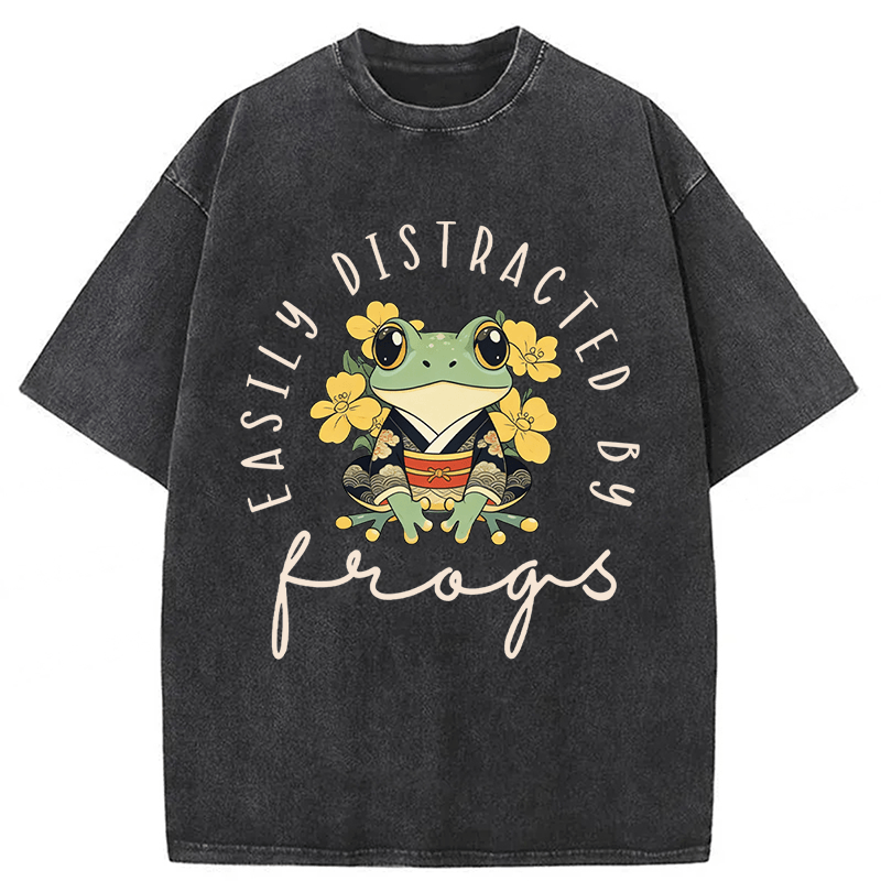 Tokyoviva Easily Distracted By Frogs Washed T-shirt