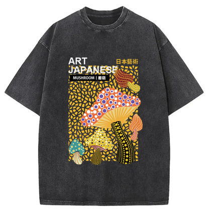 Colorful Mushroom Japanese Art Washed T-Shirt