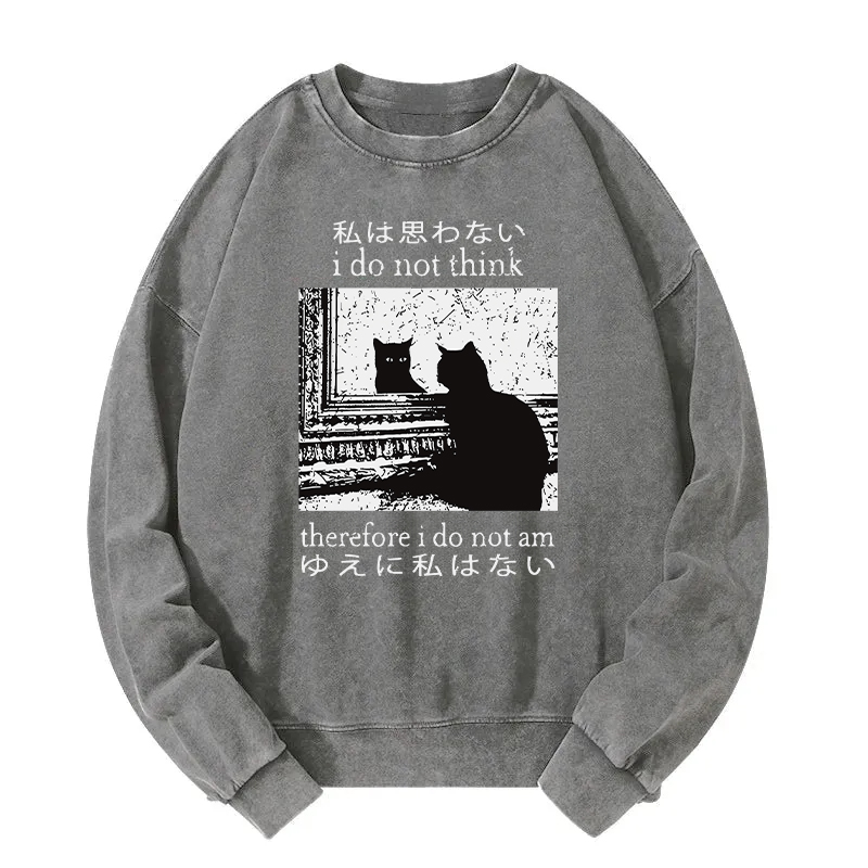 Thinking Cat Washed Sweatshirt