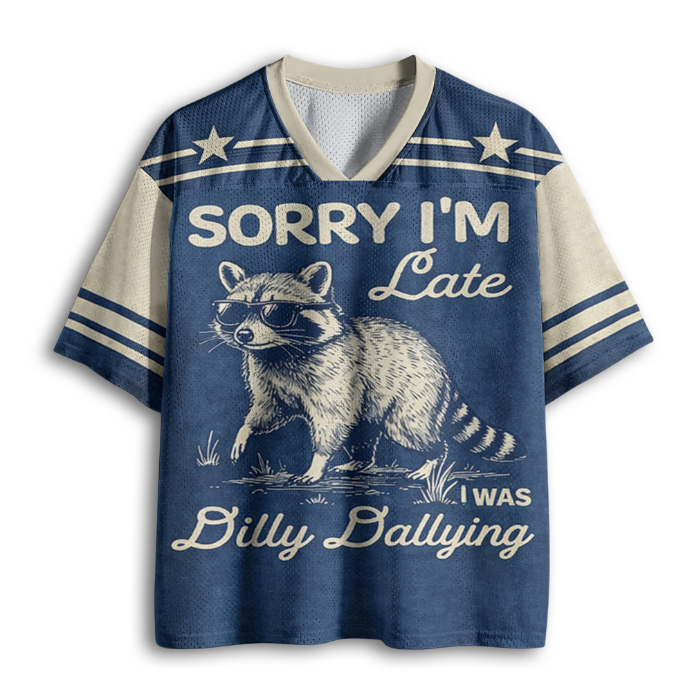 Baddiecat Sorry I Am Late Raccoon Mesh Jersey