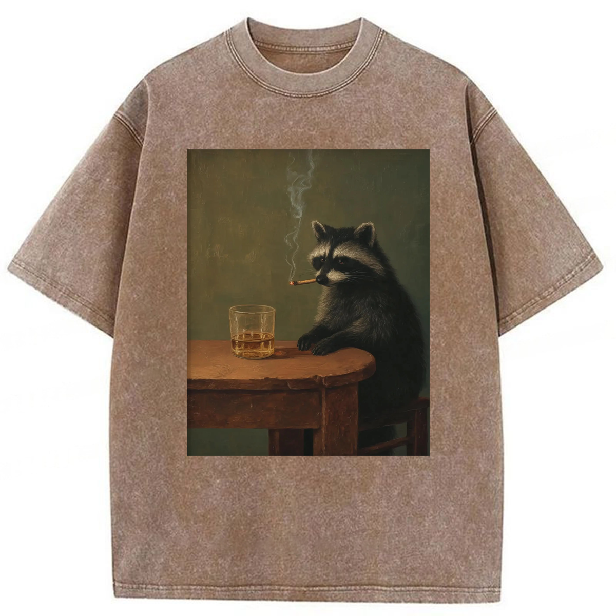 Tokyoviva Smoking Raccoon Graphic Washed T-shirt
