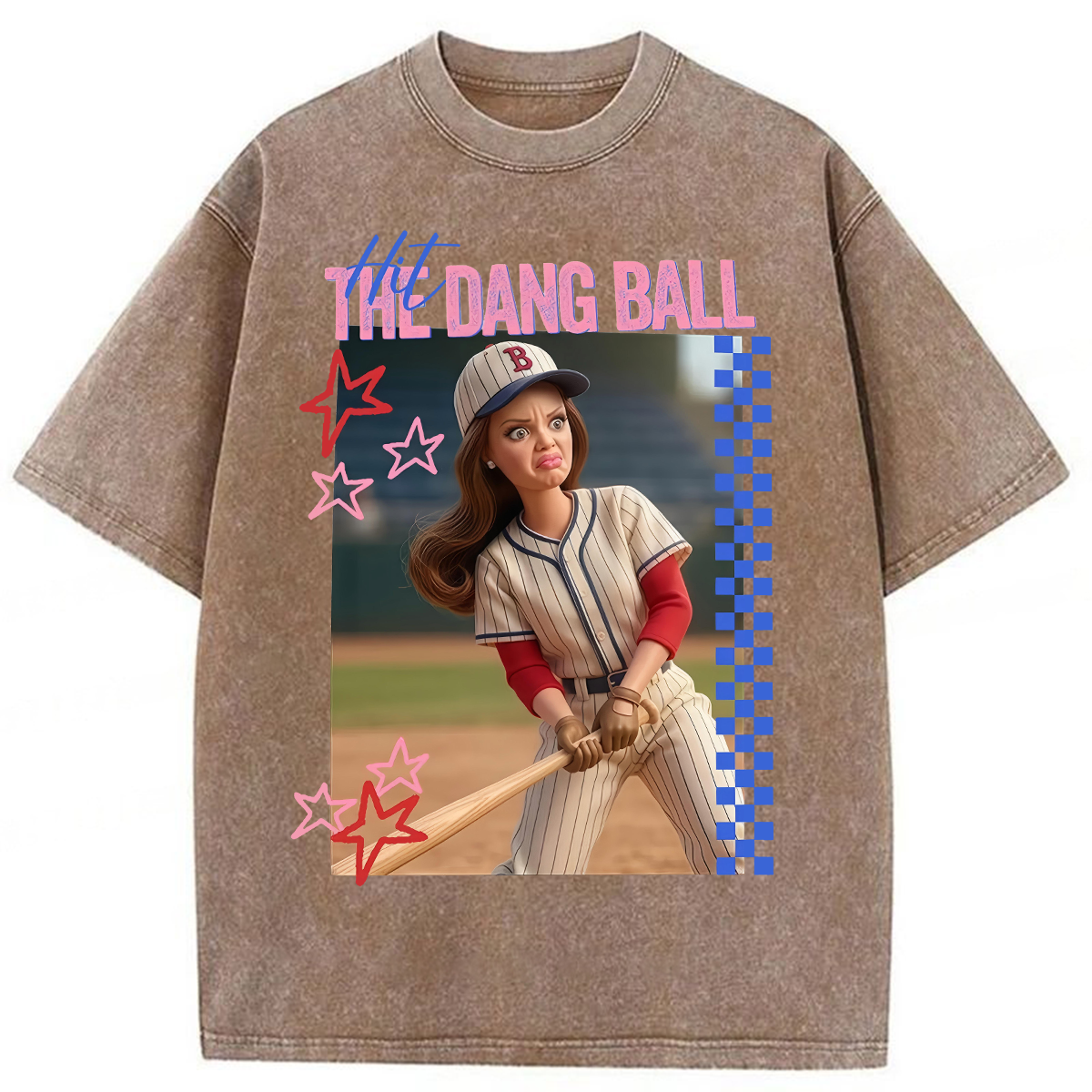 Tokyoviva Hit The Dang Ball Baseball Doll Face Meme Washed T-shirt