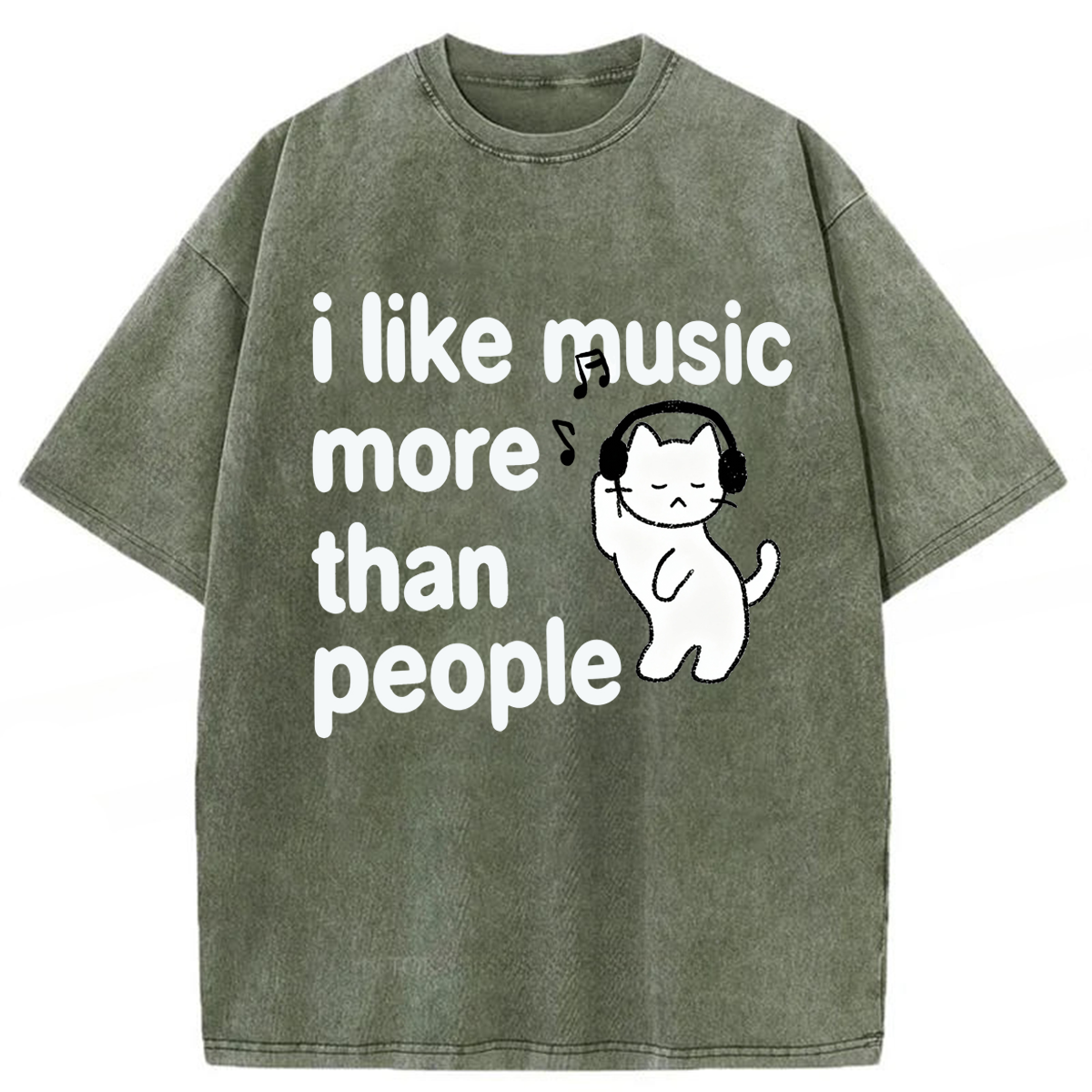Tokyoviva I Like Music More Than People Washed T-shirt