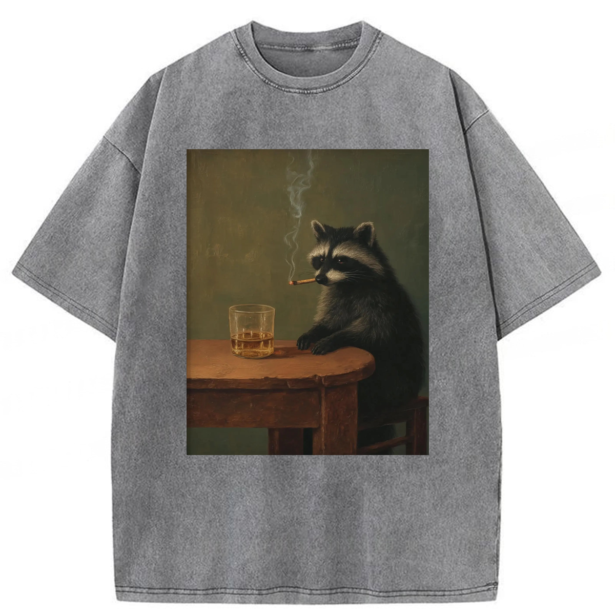 Tokyoviva Smoking Raccoon Graphic Washed T-shirt