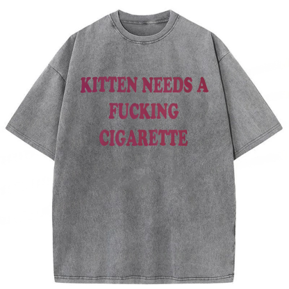 Tokyoviva Kitten Needs A Cigarette Washed T-shirt