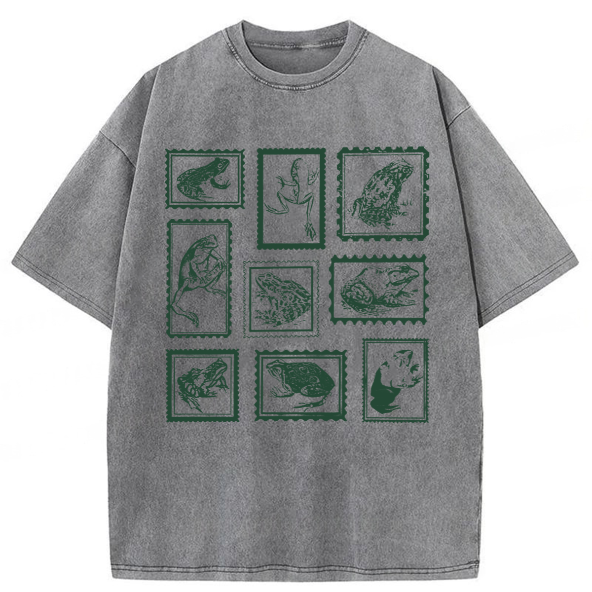 Tokyoviva Retro Frogs Stamp Washed T-shirt