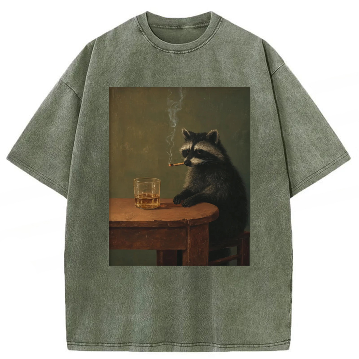 Tokyoviva Smoking Raccoon Graphic Washed T-shirt