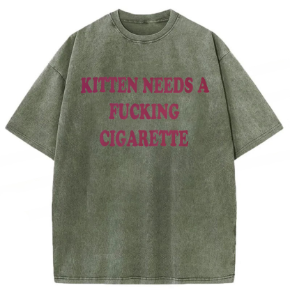 Tokyoviva Kitten Needs A Cigarette Washed T-shirt