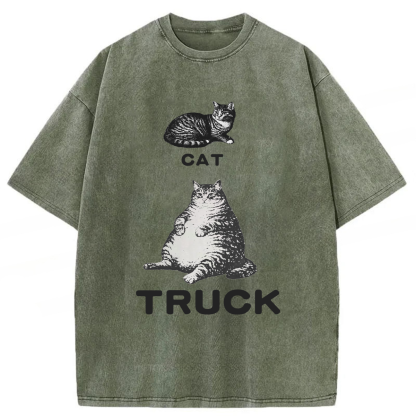 Tokyoviva Funny Cat Truck Washed T-shirt