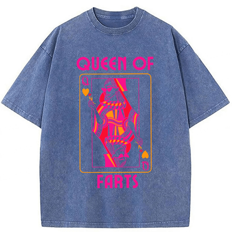Tokyoviva Queen Of Farts Funny Washed T-shirt