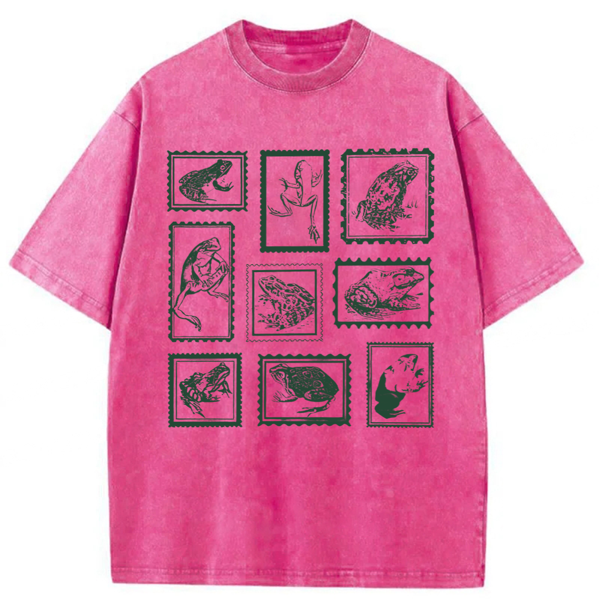 Tokyoviva Retro Frogs Stamp Washed T-shirt
