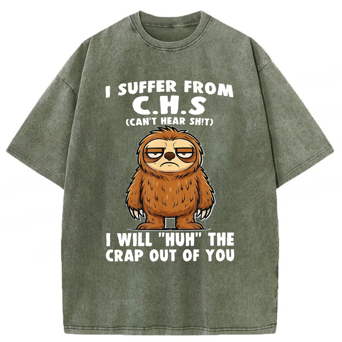 Tokyoviva Sloth Hearing Loss Humor Washed T-shirt