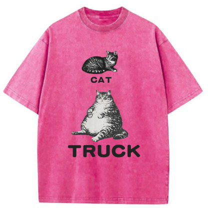 Tokyoviva Funny Cat Truck Washed T-shirt