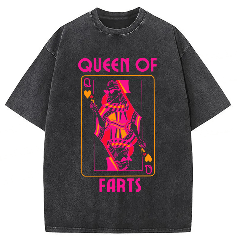 Tokyoviva Queen Of Farts Funny Washed T-shirt
