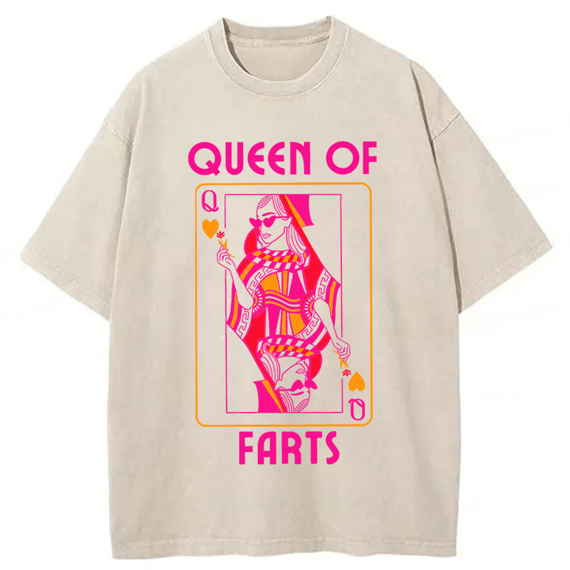 Tokyoviva Queen Of Farts Funny Washed T-shirt