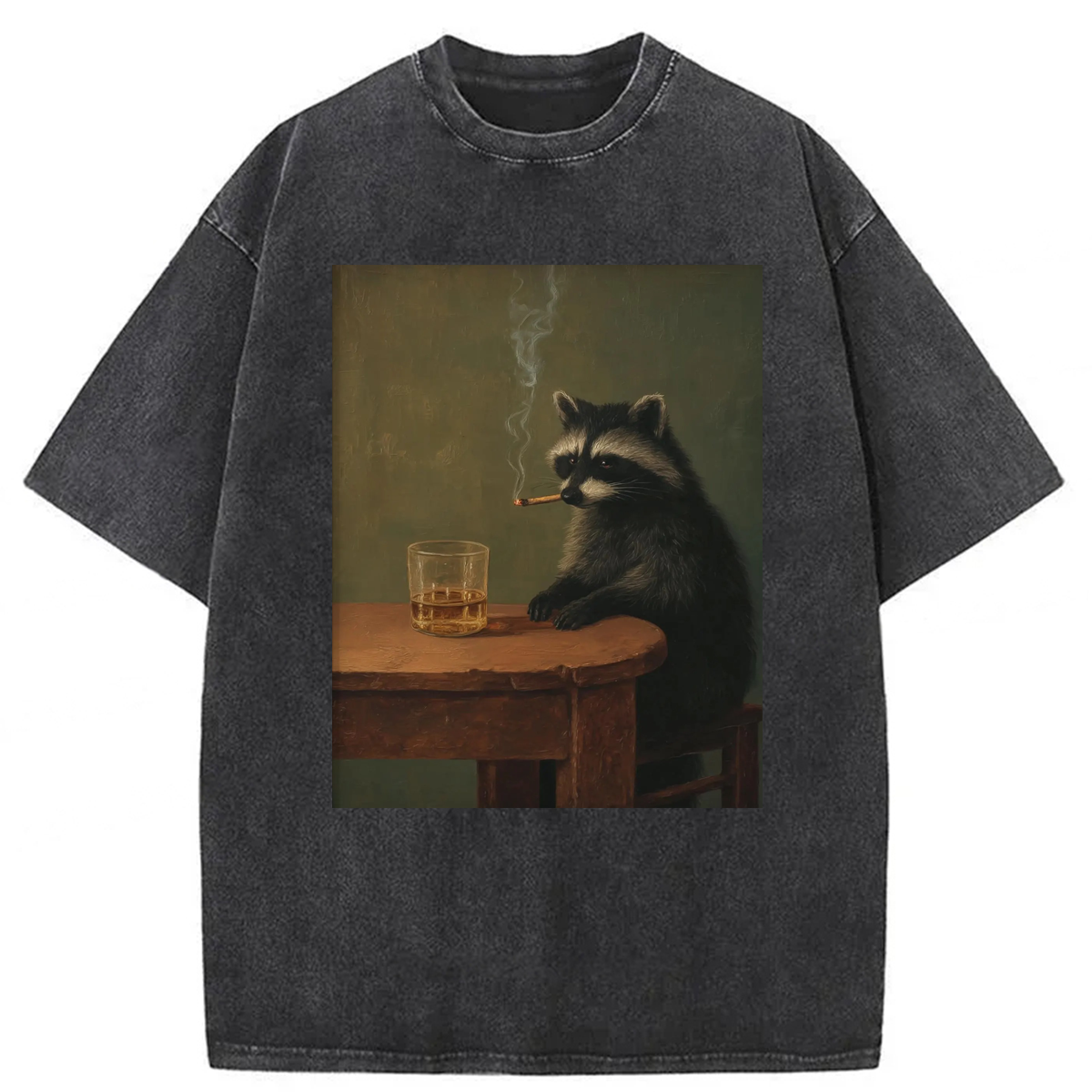 Tokyoviva Smoking Raccoon Graphic Washed T-shirt