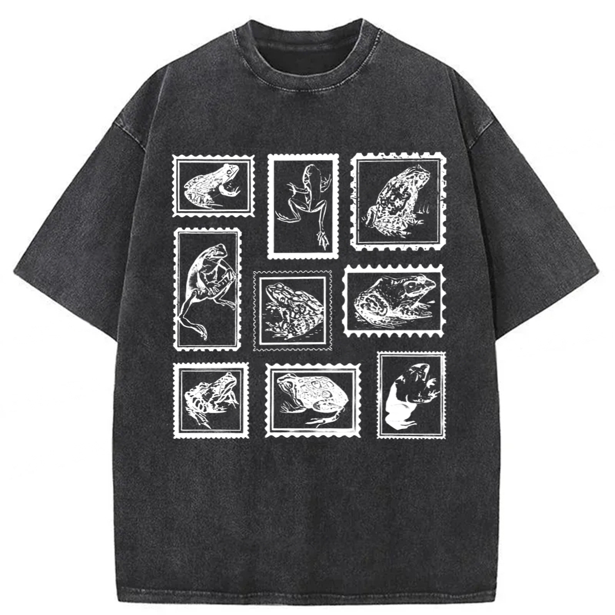 Tokyoviva Retro Frogs Stamp Washed T-shirt