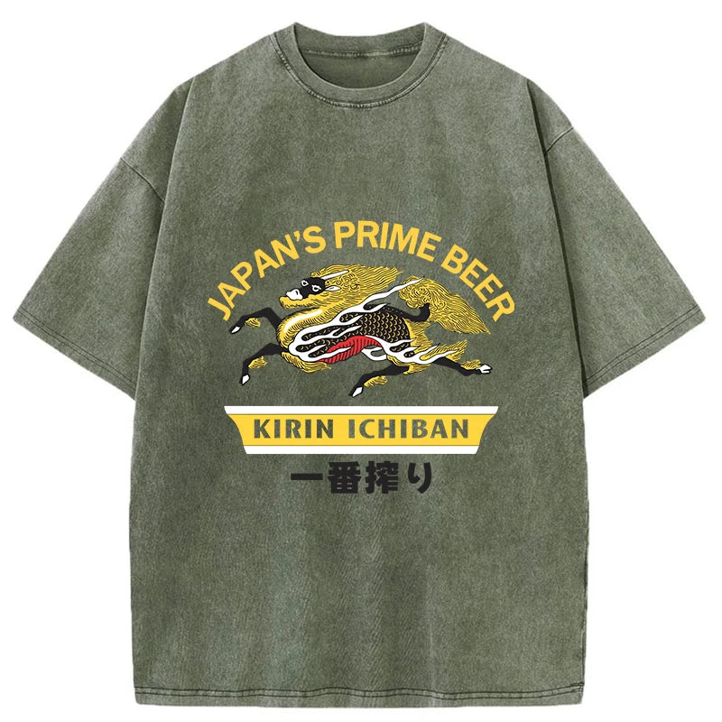Kirin Ichiban Beer Logo Japanese Washed T-Shirt