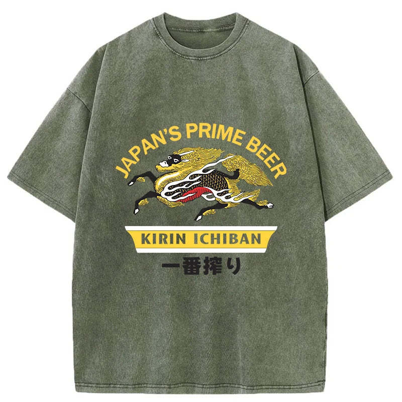 Kirin Ichiban Beer Logo Japanese Washed T-Shirt