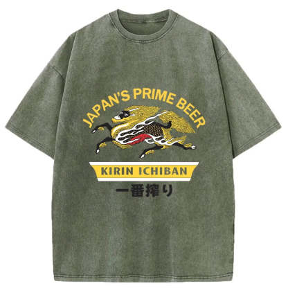Kirin Ichiban Beer Logo Japanese Washed T-Shirt
