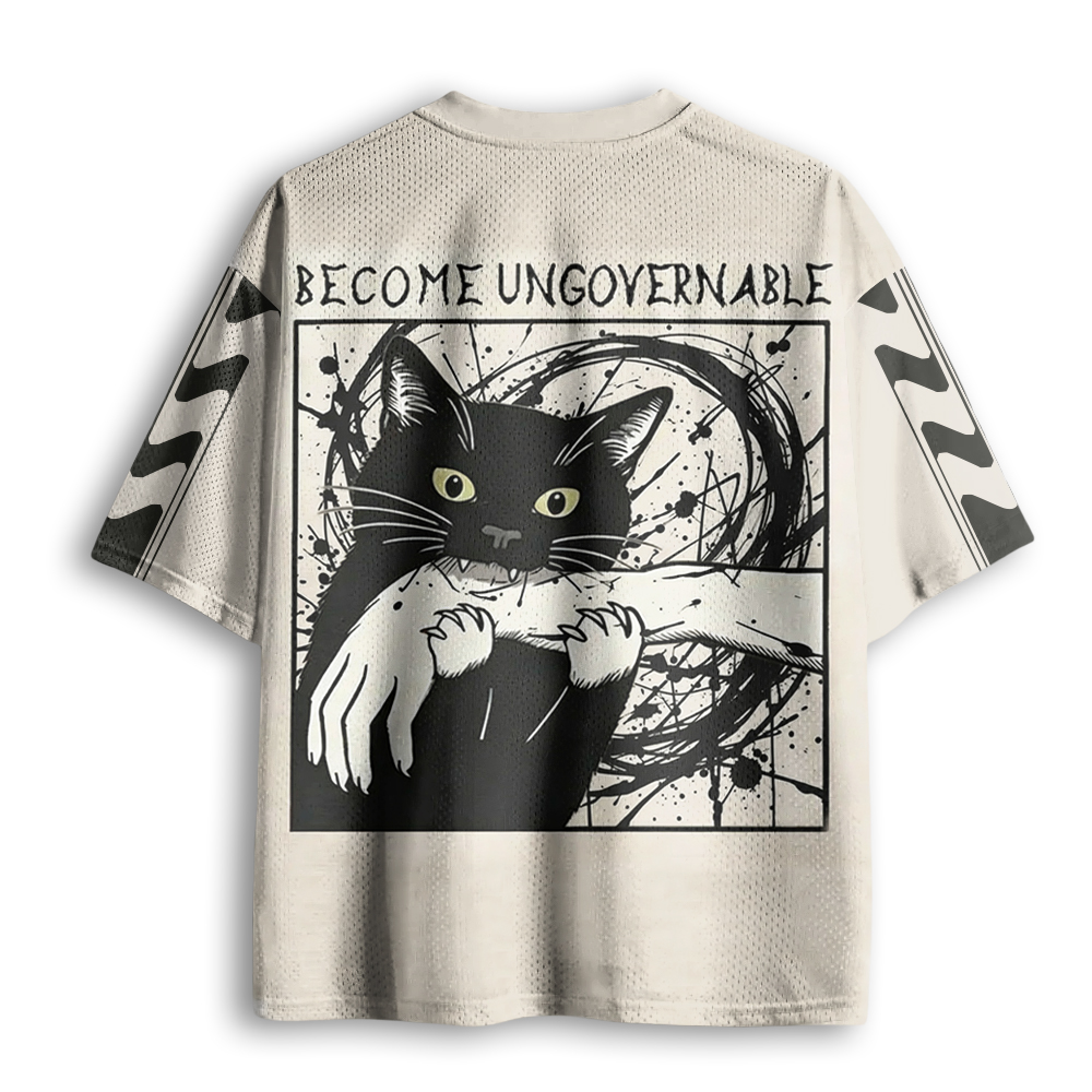 Baddiecat Black Cat Biting Mesh Jersey
