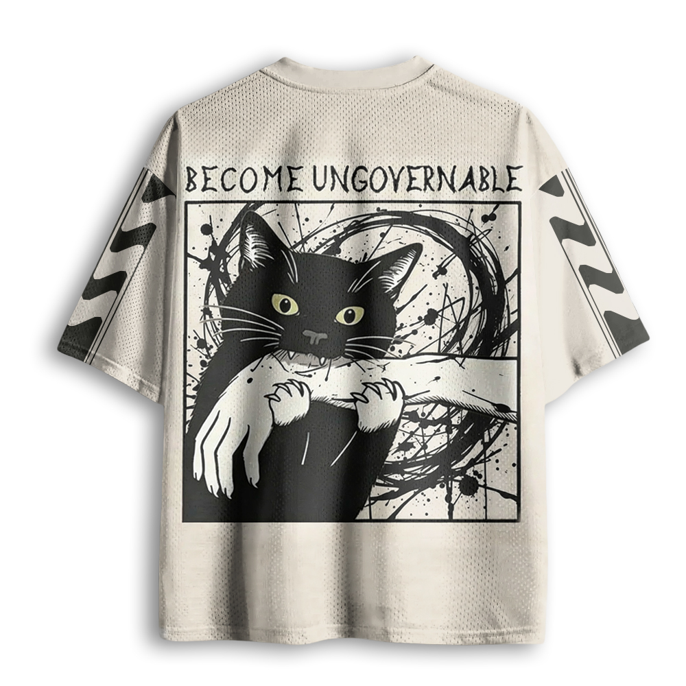Baddiecat Black Cat Biting Mesh Jersey
