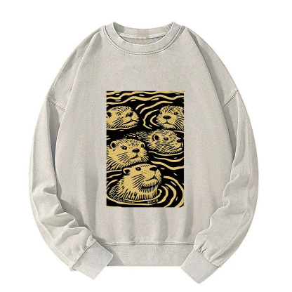 Woodcut Otter Washed Sweatshirt