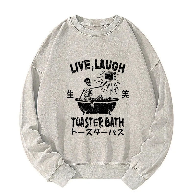 Funny Electric Shock Skeleton Washed Sweatshirt