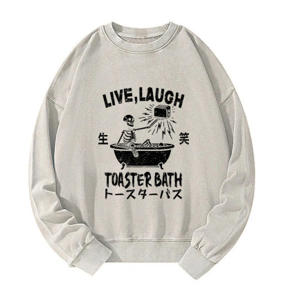 Funny Electric Shock Skeleton Washed Sweatshirt