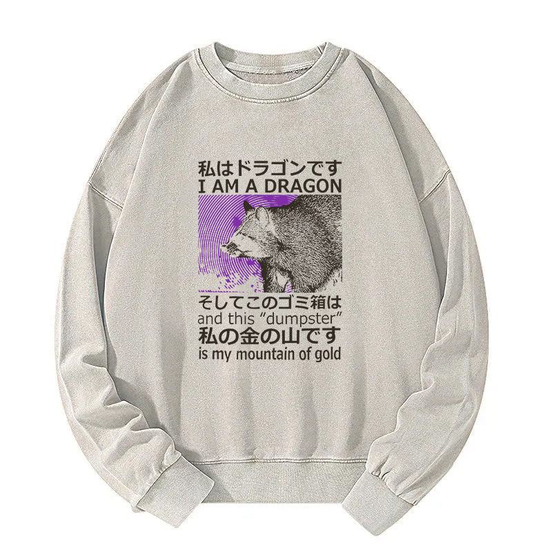 I Am A Dragon and this "Dumpster" is My Mountain of Gold Washed Sweatshirt