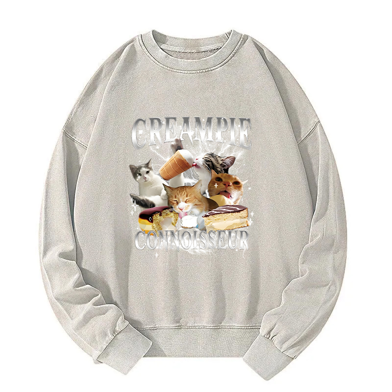 Creampie Connoisseur Meme Washed Sweatshirt