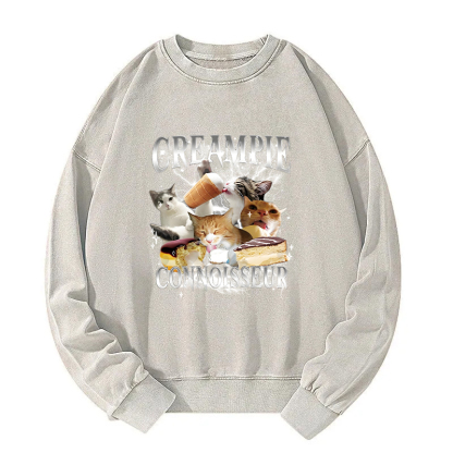 Creampie Connoisseur Meme Washed Sweatshirt