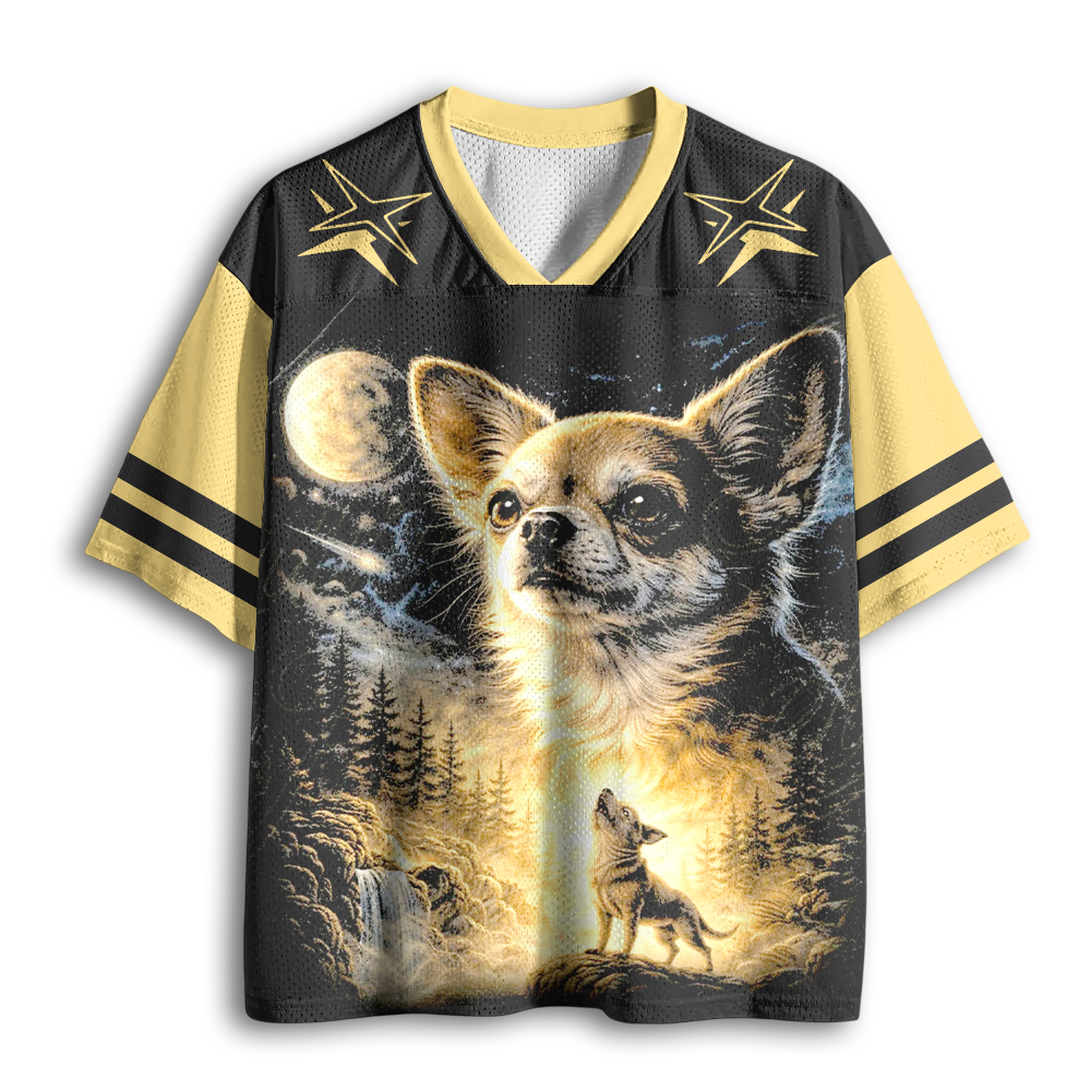 Baddiecat Chihuahua Howling To The Moon Mesh Jersey