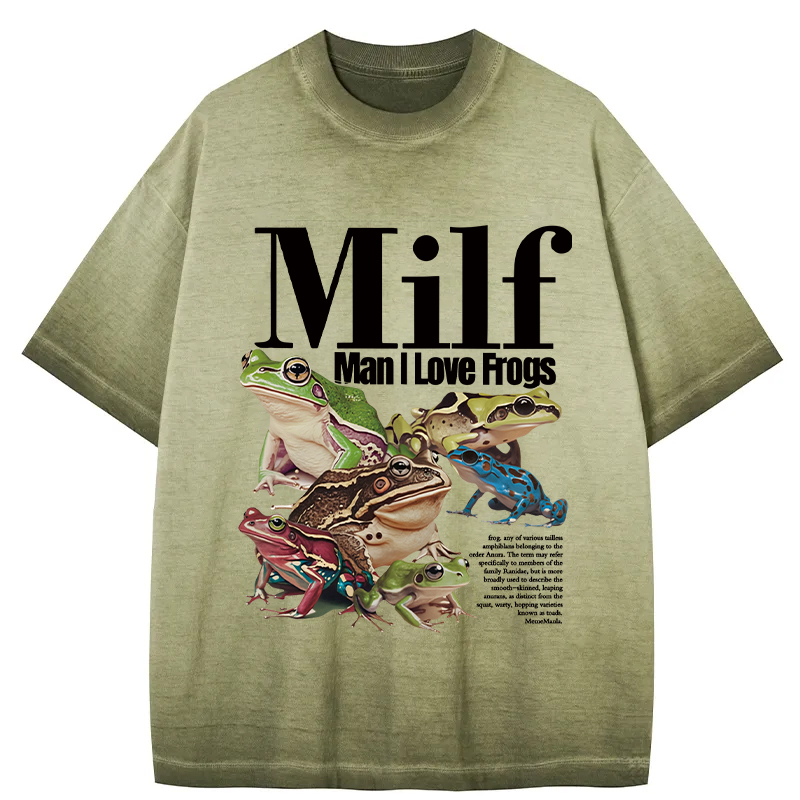 Man I Love Frogs Meme Gradient Washed T-Shirt