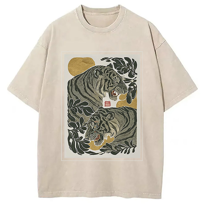 Woodcut Tiger Washed T-Shirt