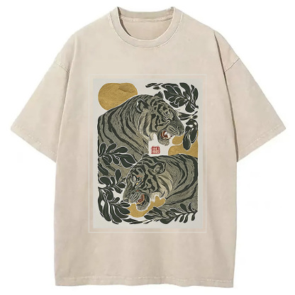 Woodcut Tiger Washed T-Shirt