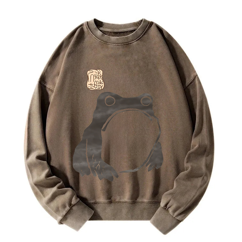 Matsumoto Hoji Woodblock Print Frog Washed Sweatshirt