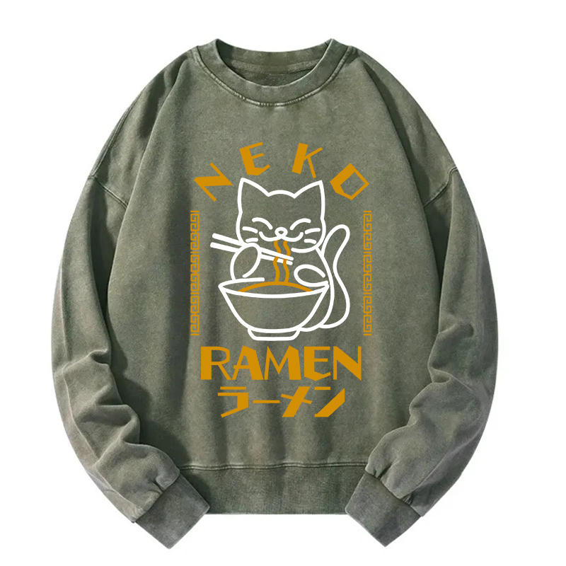 Cat Obsessed With Ramen Washed Sweatshirt