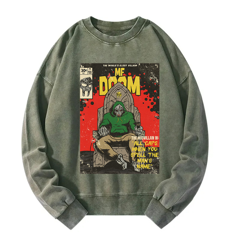 Rapper Doom Hip Hop Washed Sweatshirt