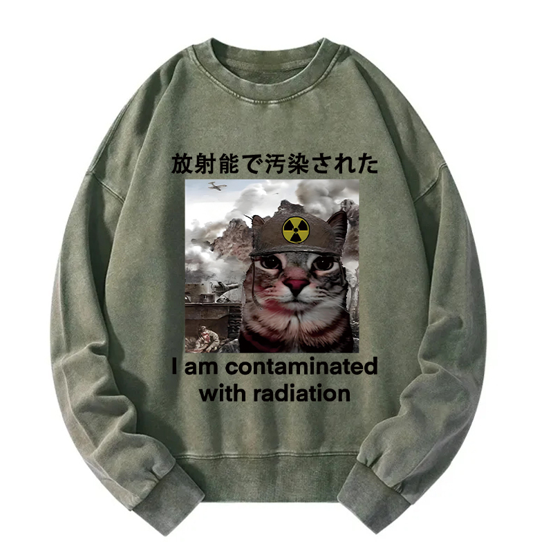 Cat Suffering From Nuclear Radiation Washed Sweatshirt